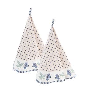 HAES DECO - Set van 2 Theedoeken rond - Ø 80 cm - 100% Katoen - Blueberry Fields