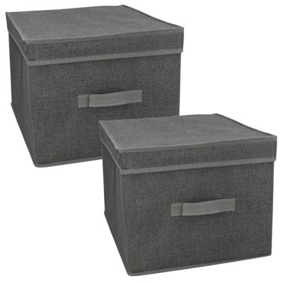 Gerimport Opbergbox London - 2x - 40 x 31 x 25 cm - antraciet - met handvaten