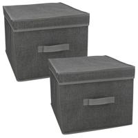 Gerimport Opbergbox London - 2x - 40 x 31 x 25 cm - antraciet - met handvaten