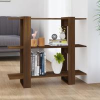 Boekenkast/kamerscherm 100x30x87 cm bruin eikenkleur