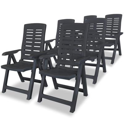Tuinstoelen 6 st verstelbaar kunststof antracietkleurig