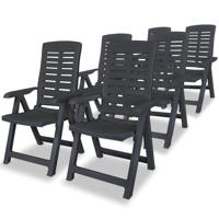 Tuinstoelen 6 st verstelbaar kunststof antracietkleurig