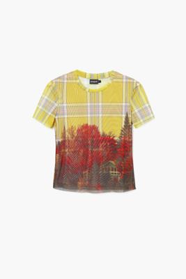 T-shirt van tule met print - YELLOW - S