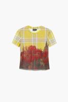 T-shirt van tule met print - YELLOW - L