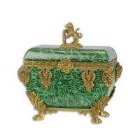 A BRONZE MOUNTED GREEN GROUND TEA CADDY