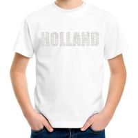 Glitter Holland t-shirt wit rhinestone steentjes voor kinderen Nederland supporter EK/ WK - thumbnail