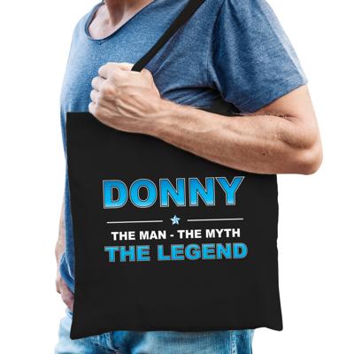 Naam cadeau tasje Donny - the Legend - zwart - voor heren - katoen Naam cadeau tasje Donny - the Legend - zwart - voor heren - katoen