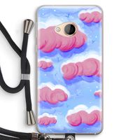 Roze wolken met vogels: HTC U Play Transparant Hoesje met koord