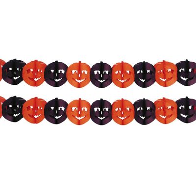 Halloween/horror thema feestslinger - 2x - pompoen - papier - 300 cm - pompoen versiering