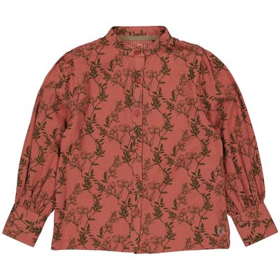 LEVV Meisjes blouse - Fara - AOP bloemen olijf groen