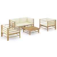 5-delige Loungeset met crèmewitte kussens bamboe