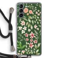 Botanical green sweet flower heaven: Samsung Galaxy S21 Transparant Hoesje met koord