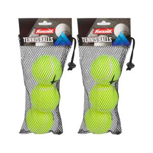 Tennisballen - 6x - hersluitbaar net - geel/groen - speelgoed