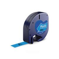 Huismerk DYMO LetraTag 91205/S0721650 Labeltape 12mm Zwart op Blauw - thumbnail