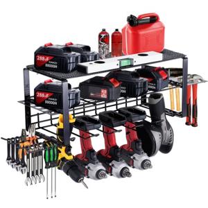 VEVOR Power Tool Organizer 30kg Draagvermogen Wandmontage Gereedschapshouder Koolstofstaal Garage Gereedschapsrek 700x205x255mm Gereedschapsopslag 3 Niveaus Garage Muuropslag