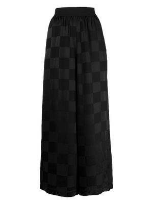 Uma Wang pantalon ample en soie à motif damier - Noir