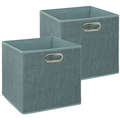 Opbergmand/kastmandje - 2x - IJsblauw - 31 x 31 x 31 cm - 29 liter - Vakkenkast manden - Stof
