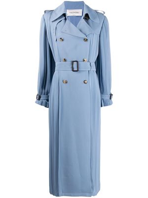 Valentino Garavani trench à détails de plis - Bleu