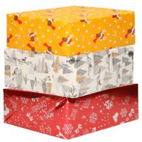 Bellatio Decorations - 9x luxe kerst cadeaupapier rollen in 3-stijlen - thumbnail