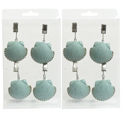 8x Schelpen tafelkleedgewichtjes/hangers - kunststof - mintgroen