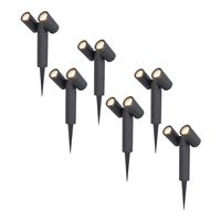HOFTRONIC™ 6x Pinero double dimbare LED prikspot - 4000K neutraal wit - GU10 - 5 Watt - Kantelbaar - Tuinspot - Voor buiten en binnen - Zwart - 3 jaar garantie