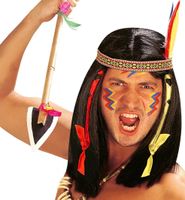 Indianenpruik met haarband en veer - thumbnail