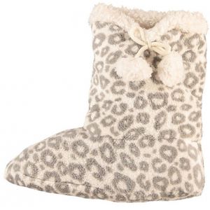 Hoge dames slof sokken met luipaard print grijs 40-42  -