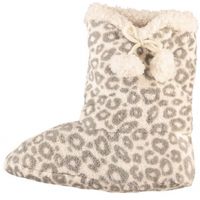 Hoge dames slof sokken met luipaard print grijs 40-42  - - thumbnail