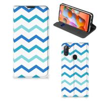Samsung Galaxy M11 | A11 | Hoesje met Magneet | Zigzag Blauw