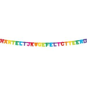 Verjaardag letterslinger - Hartelijk Gefeliciteerd - Gekleurde wenslijn - 2.25meter