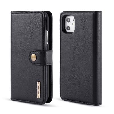 Dg. MING Crazy Horse textuur Flip afneembare magnetische lederen draagtas met houder & kaartsleuven & portemonnee voor iPhone 11 (zwart)