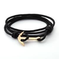 Legering anker charme meerlaagse lederen vriendschap armbanden (zwart)