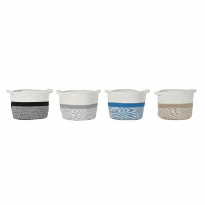 Mand DKD Home Decor Blauw Zwart Beige Grijs 25 x 25 x 20 cm (4 Onderdelen)