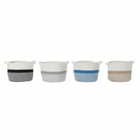 Mand DKD Home Decor Blauw Zwart Beige Grijs 25 x 25 x 20 cm (4 Onderdelen)
