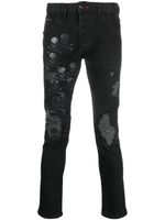 Philipp Plein jean Skull & Bones à logo brodé - Noir