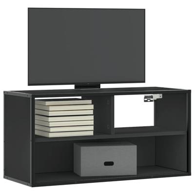 Tv-meubel 80x31x39,5 cm bewerkt hout en metaal zwart