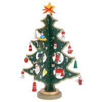Christmas Decoration kleine decoratie kerstboom - hout - rood - 26 cm - Houten kerstbomen