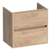 Brauer Adore Wavy - Onderkast Ondiep - 60 cm - met 2 Softclose Lades Greeploos en 1 Sifon Uitsparing - Forest Wheat