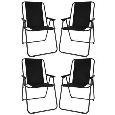 Redcliffs camping/strand stoel - 4x - aluminium - inklapbaar - zwart - L57 x B48 x H84 cm