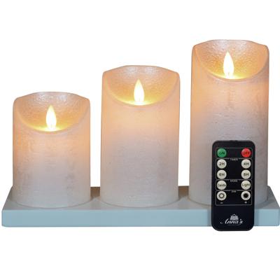 Anna's Collection Oplaadbare LED kaarsen - 3x - parel wit - oplaadstation - stompkaarsen