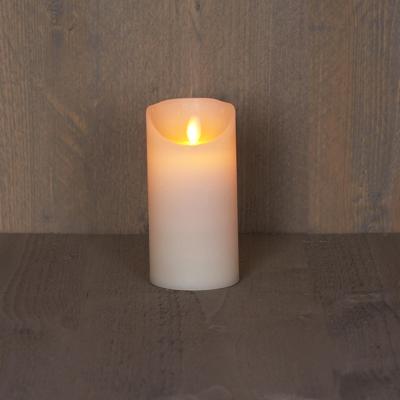 Led kaars/stompkaars - 2x - ivoor - H15 x D7,5 cm - wax - warm wit licht - bewegende vlam