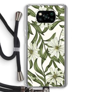 Wit bloemenpatroon: Xiaomi Poco X3 Pro Transparant Hoesje met koord