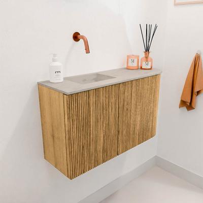 Toiletmeubel Mondiaz Joya Dlux | 71.6 cm | Meubelkleur Oak | Faye wastafel Opalo Wasbak Links | Zonder kraangat(en)