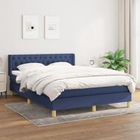 Boxspring met matras stof blauw 140x190 cm