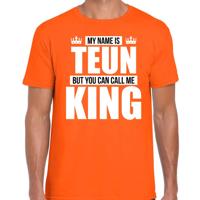 Naam cadeau t-shirt - my name is Teun - but you can call me King - oranje - heren - koningsdag
