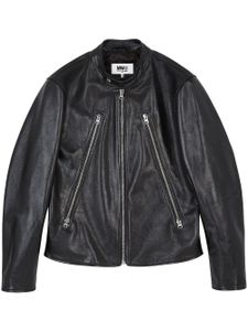 MM6 Maison Margiela veste de moto en cuir - Noir