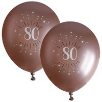 Verjaardag leeftijd ballonnen 80 jaar - 12x - rosegoud - 30 cm - Feestartikelen/versieringen - thumbnail