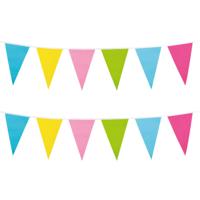 Boland PE vlaggenlijn met puntvlaggetjes - 2x - 10 meter -multi kleuren - tuinfeest - verjaardag