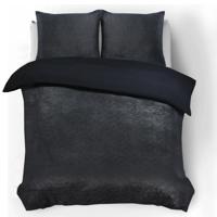 Dekbedovertrek Flanel Glamour Deco - Tweepersoons (200x200 cm) - Zwart Flanel - Dessin: Luxe - Sleeptime - Dekbed-Discounter.nl