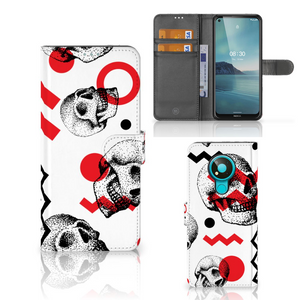 Telefoonhoesje met Naam Nokia 3.4 Skull Red